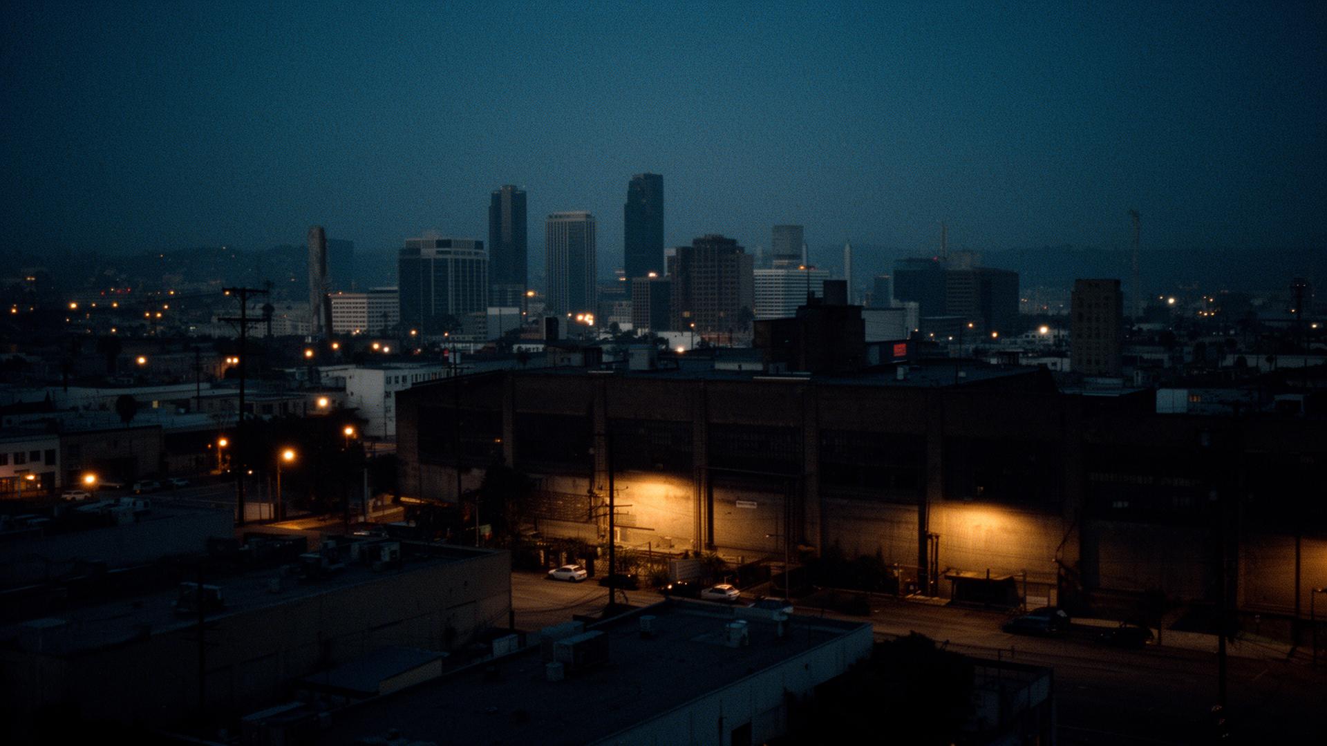 Cinematic dusk light over a city skyline